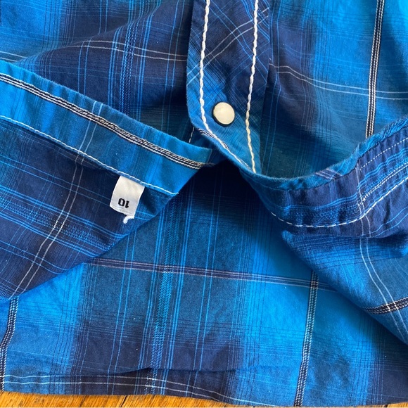 RAFTER C Cowboy Collection Western Shirt Blue Plaid Pearl Snap Button Up Men’s L - Picture 10 of 14